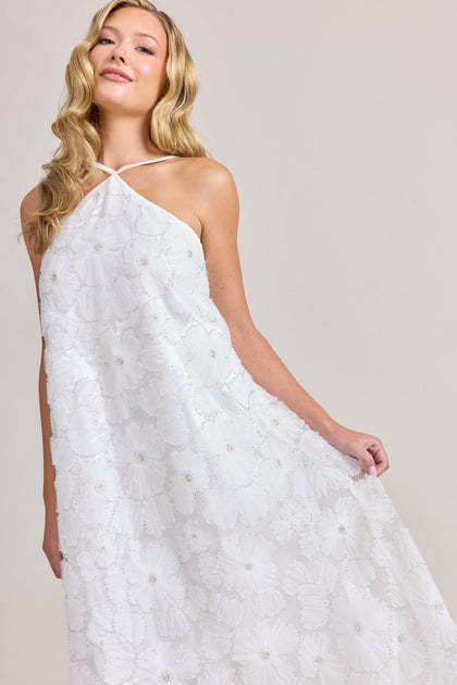 Rayne Beaded Floral Dress | White