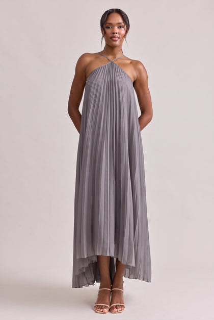 Rayne Chiffon Pleated Dress | Dusty Purple