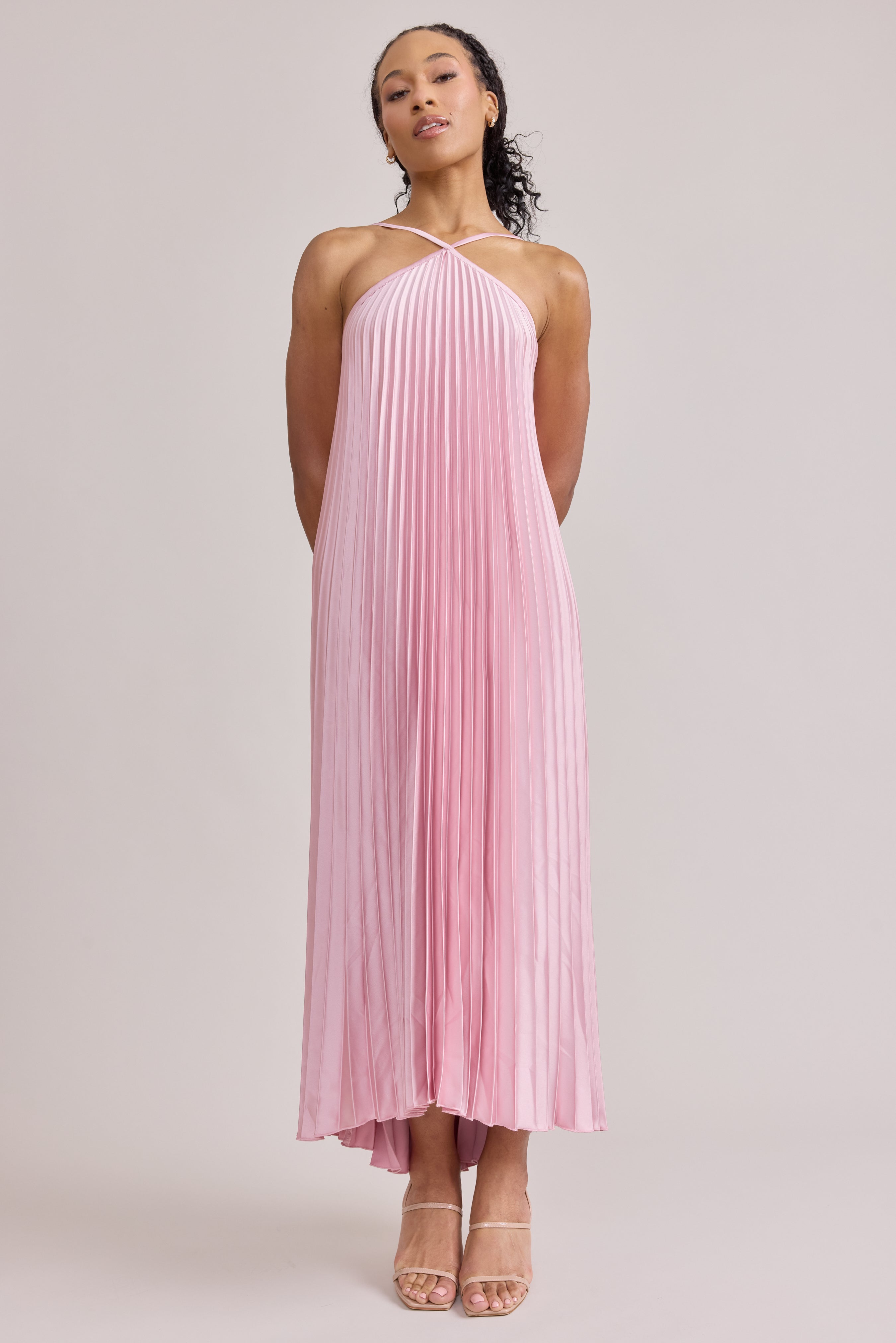 Rayne Satin Pleated Dress