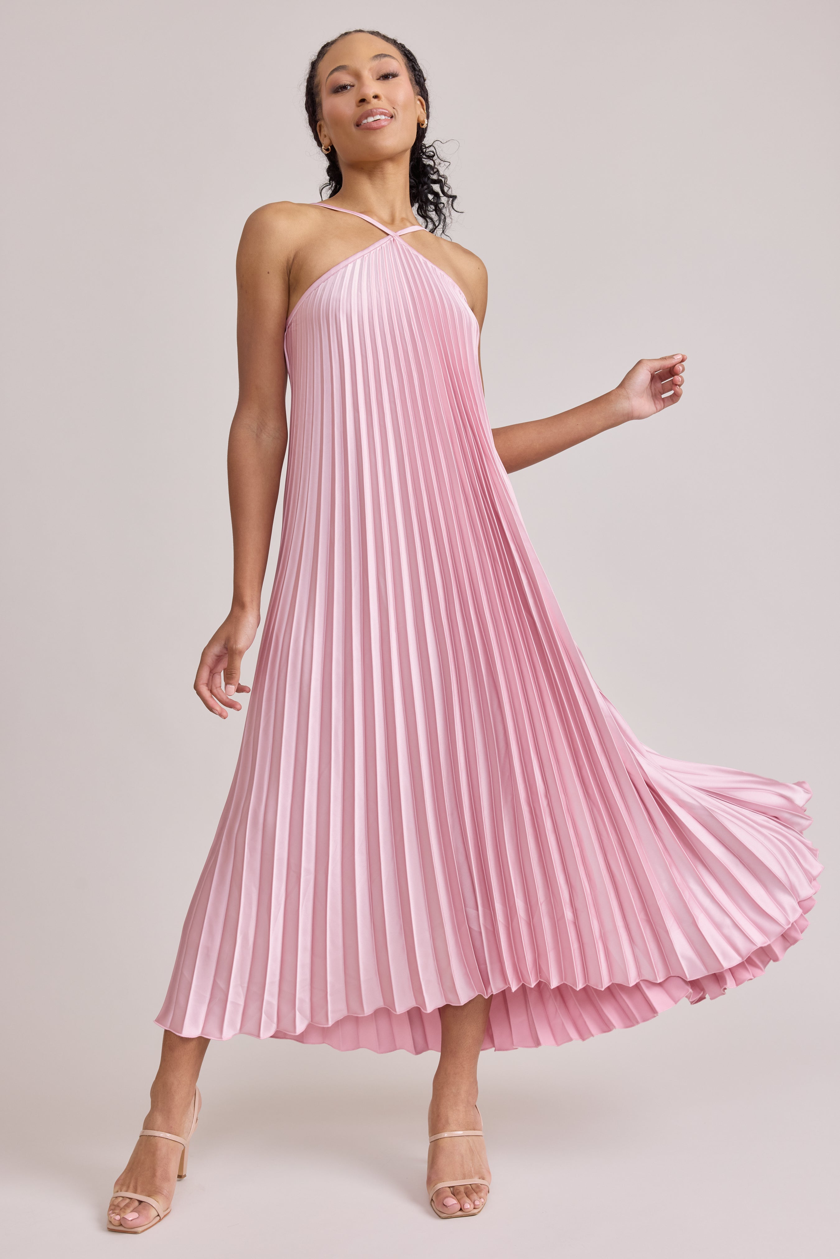 Rayne Satin Pleated Dress