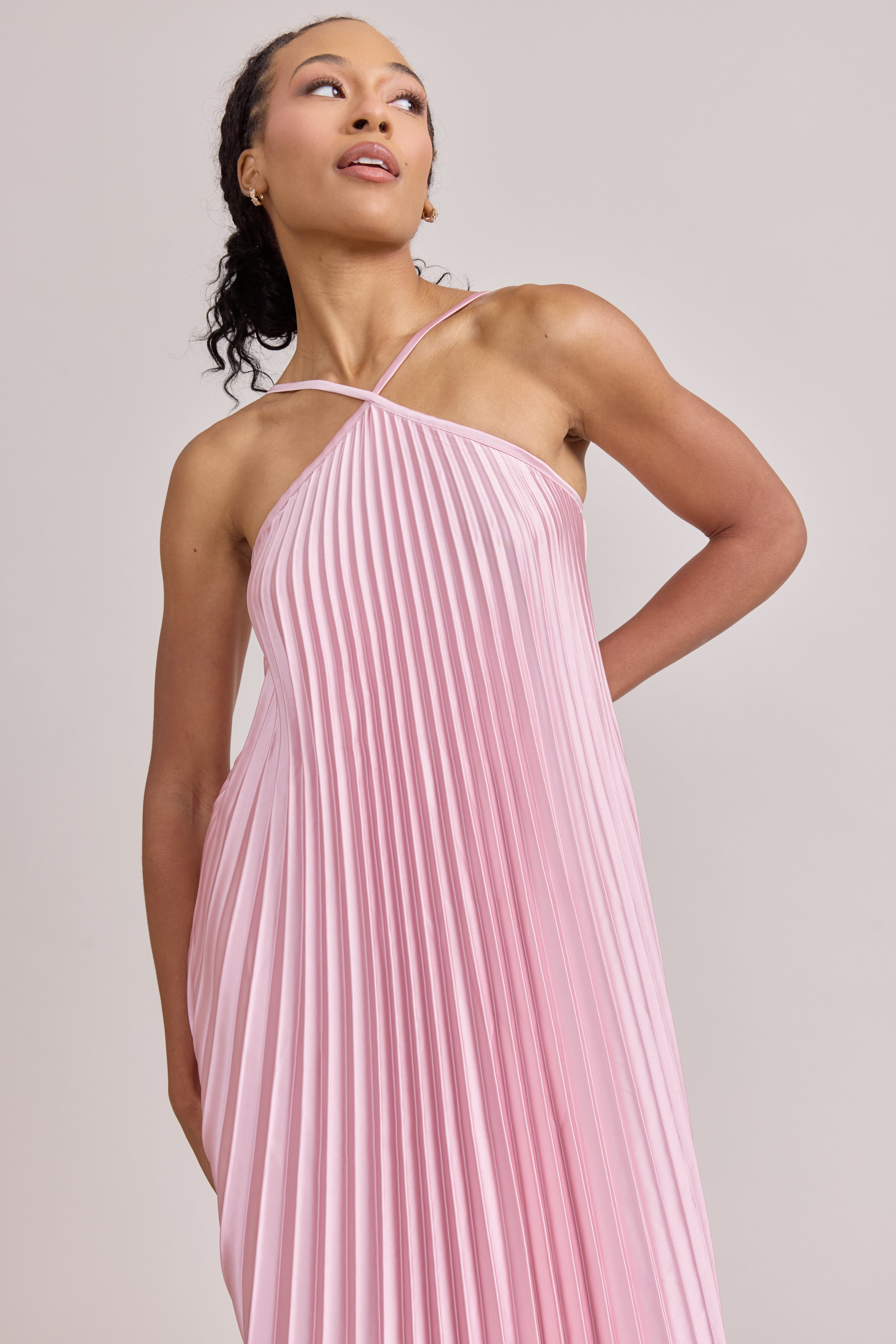 Rayne Satin Pleated Dress | Made To Order Pistachio Rayne Satin Pleated Dress | Made To Order Pistachio