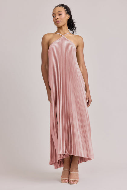 Rayne Satin Pleated Dress | Made To Order | Blushing Bride
