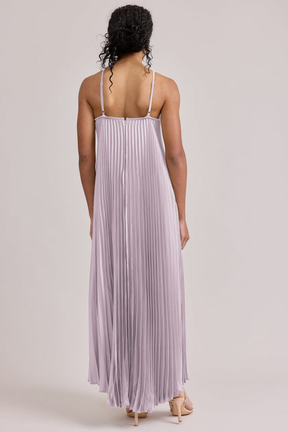 Rayne Satin Pleated Dress | Made To Order | Lilac