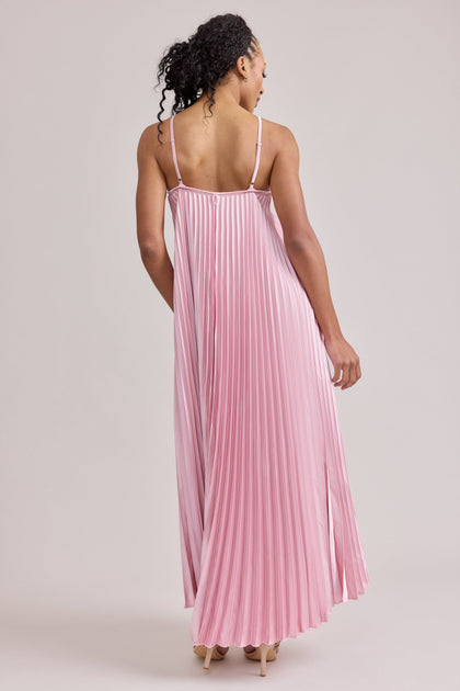 Rayne Satin Pleated Dress | Made To Order | Perfect Pink