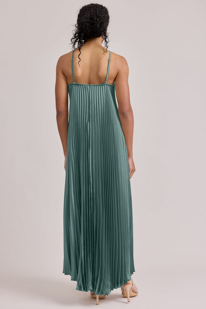 Rayne Satin Pleated Dress | Made To Order | Rosemary