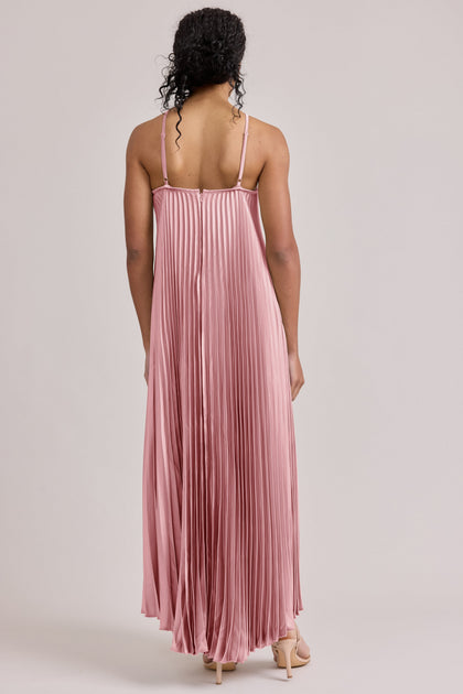 Rayne Satin Pleated Dress | Made To Order | Rosette
