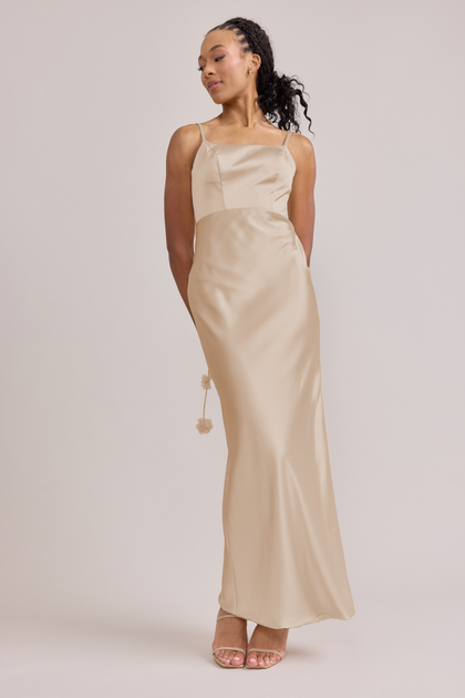 Remi Luxe Satin Dress | Made To Order | Gold Champagne