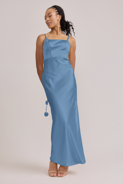 Remi Satin Dress | Made To Order | True Blue