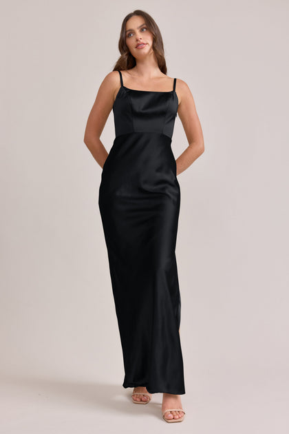 Remi Satin Dress | Made To Order | Black