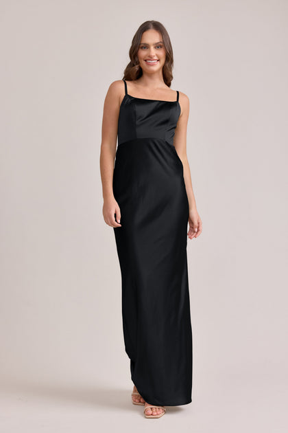 Remi Satin Dress | Made To Order | Black