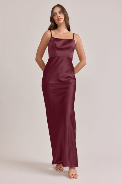 Remi Satin Dress | Made To Order | Cabernet