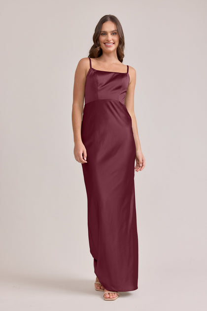 Remi Satin Dress | Made To Order | Cabernet