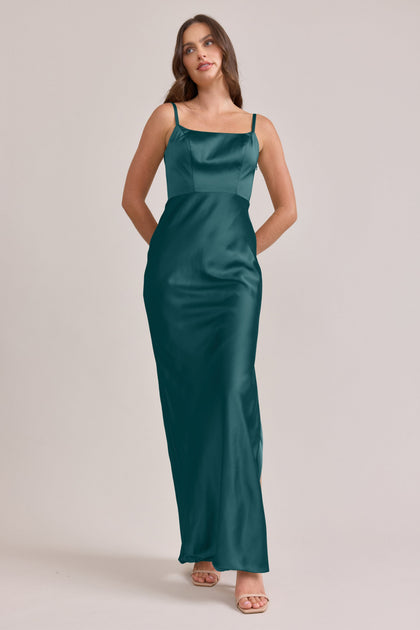 Remi Satin Dress | Made To Order | Classic Emerald