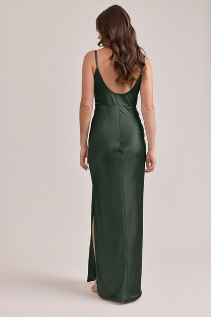 Remi Satin Dress | Made To Order | Deep Olive