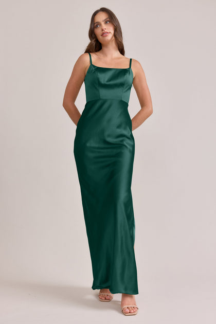Remi Satin Dress | Made To Order | Emerald