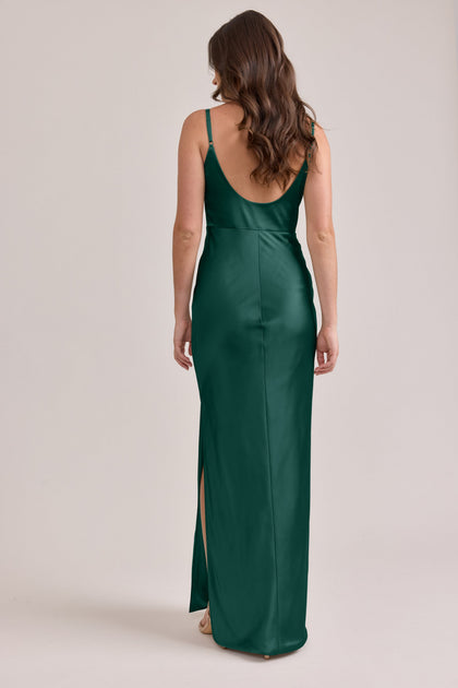 Remi Satin Dress | Made To Order | Emerald