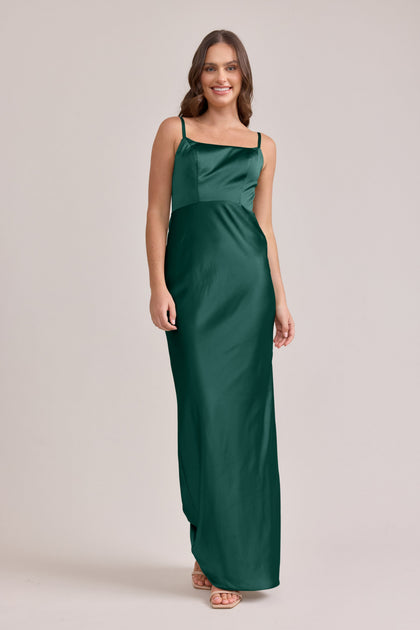 Remi Satin Dress | Made To Order | Emerald