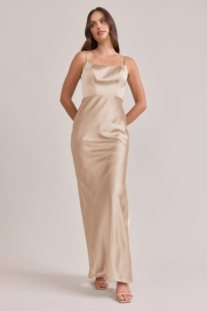 Remi Satin Dress | Made To Order | Gold Champagne