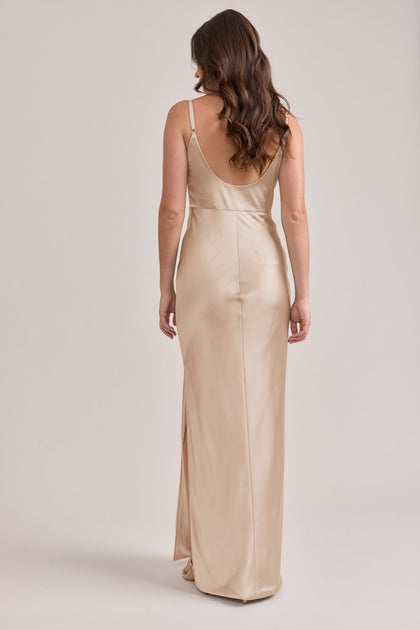 Remi Satin Dress | Made To Order | Gold Champagne