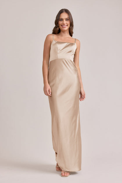 Remi Satin Dress | Made To Order | Gold Champagne