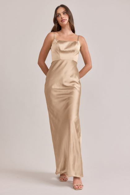 Remi Satin Dress | Made To Order | Honey Beige