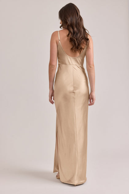 Remi Satin Dress | Made To Order | Honey Beige