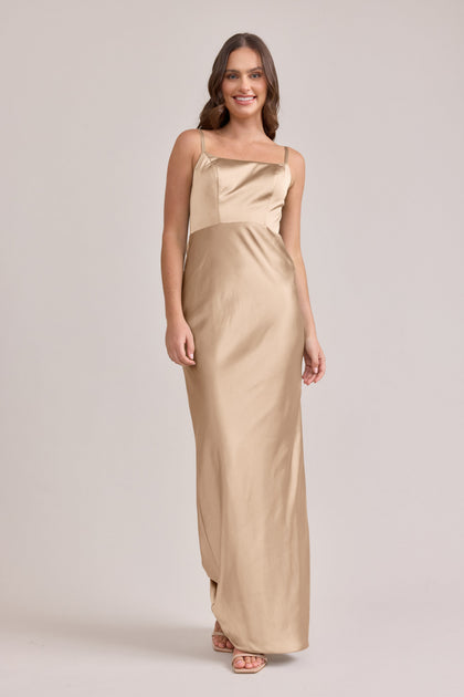 Remi Satin Dress | Made To Order | Honey Beige