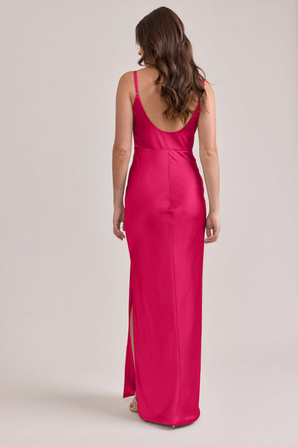 Remi Satin Dress | Made To Order | Hot Pink