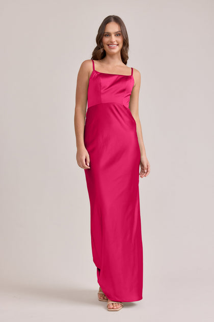 Remi Satin Dress | Made To Order | Hot Pink
