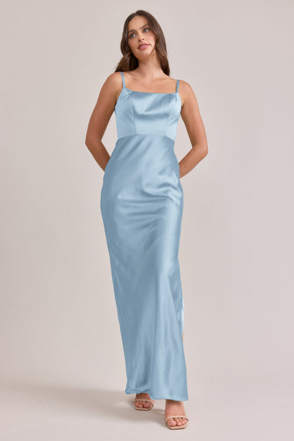 Remi Satin Dress | Made To Order | Light Blue