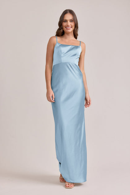 Remi Satin Dress | Made To Order | Light Blue