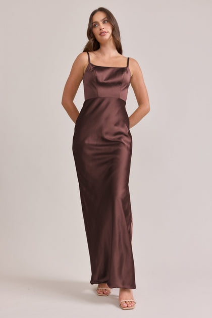 Remi Satin Dress | Made To Order | Mahogany