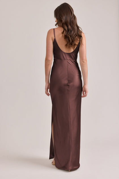 Remi Satin Dress | Made To Order | Mahogany