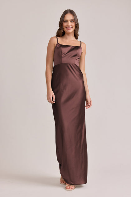 Remi Satin Dress | Made To Order | Mahogany