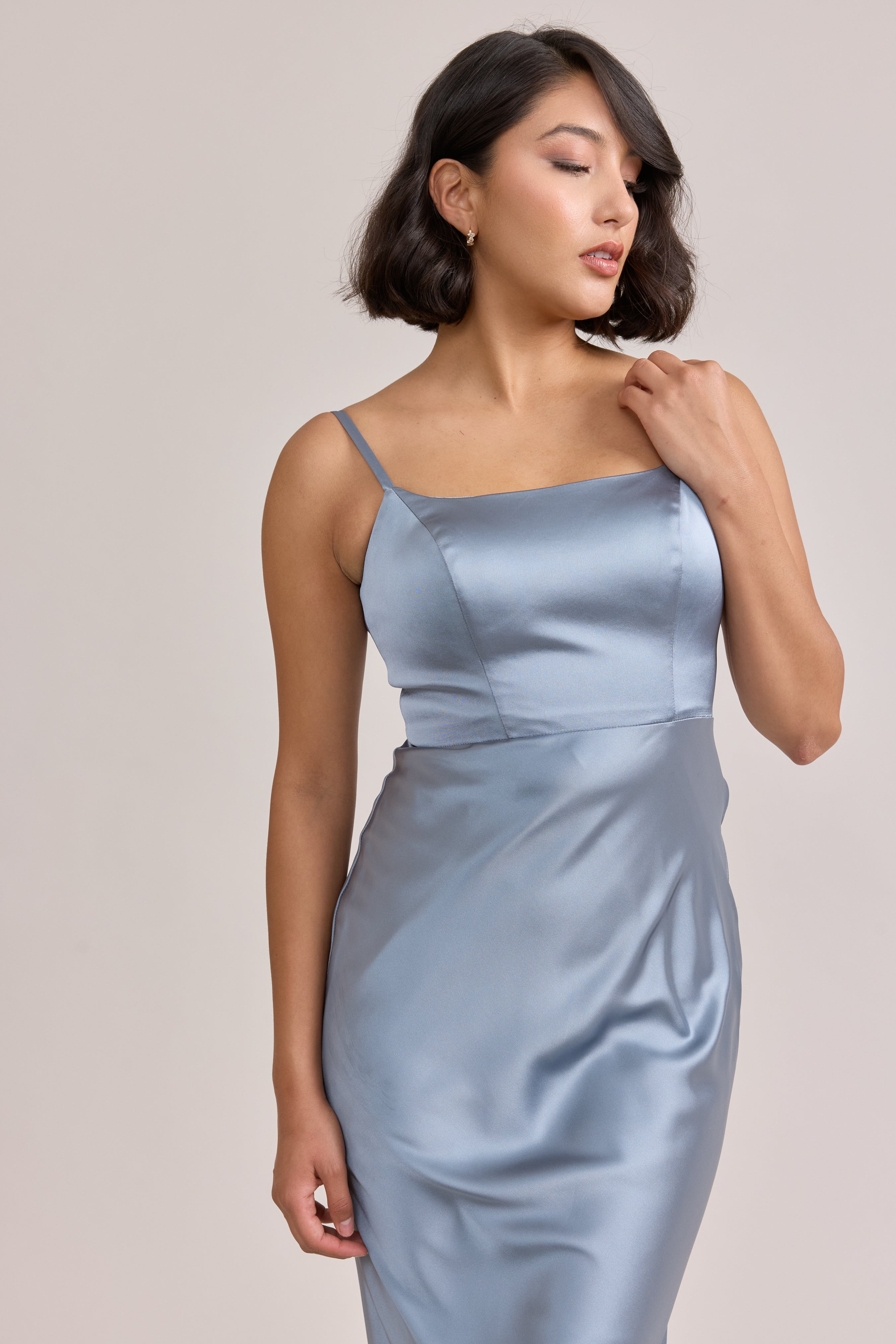 semi formal satin dress BIANCA One-Shoulder Stretch Satin Mermaid Dress  One Honey Red / 2XL USA