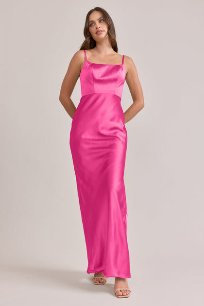 Remi Satin Dress | Made To Order | Malibu Pink