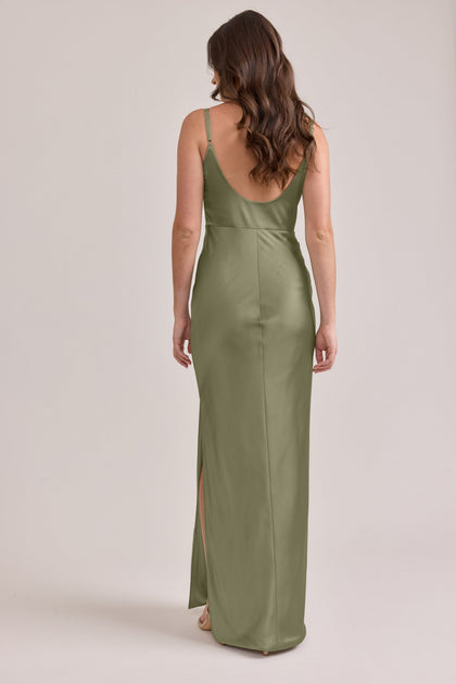 Remi Satin Dress | Made To Order | Moss