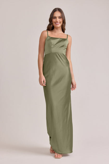 Remi Satin Dress | Made To Order | Moss
