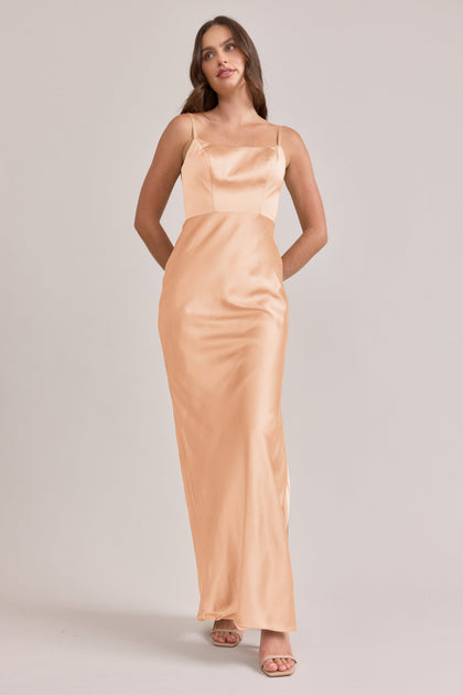 Remi Satin Dress | Made To Order | Peach