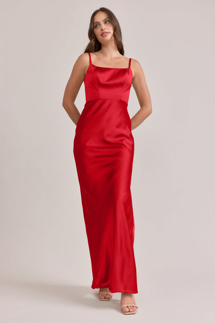 Remi Satin Dress | Made To Order | Poppy Red