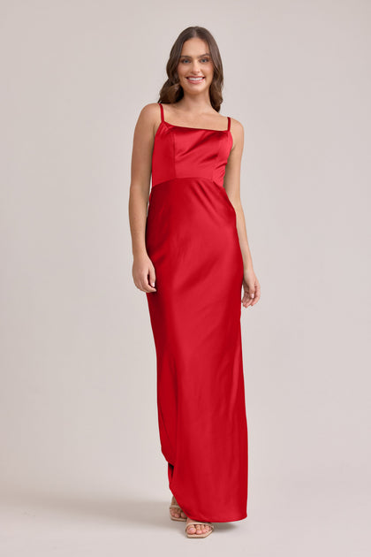 Remi Satin Dress | Made To Order | Poppy Red
