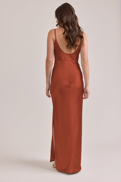 Remi Satin Dress | Made To Order | Rust