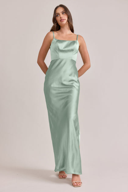 Remi Satin Dress | Made To Order | Sage