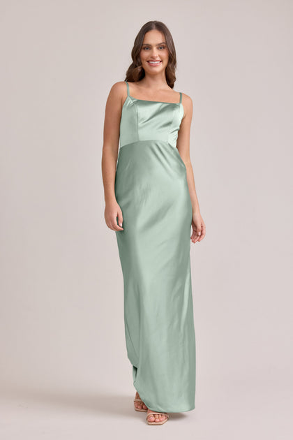Remi Satin Dress | Made To Order | Sage
