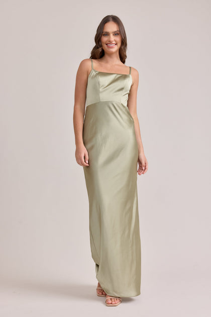 Remi Satin Dress | Made To Order | Silver Sage