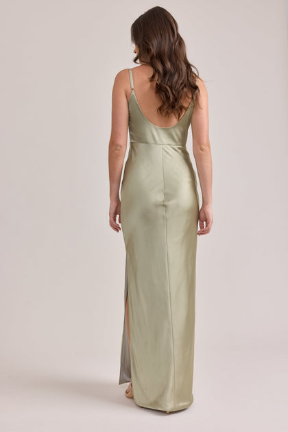 Remi Satin Dress | Made To Order | Sage