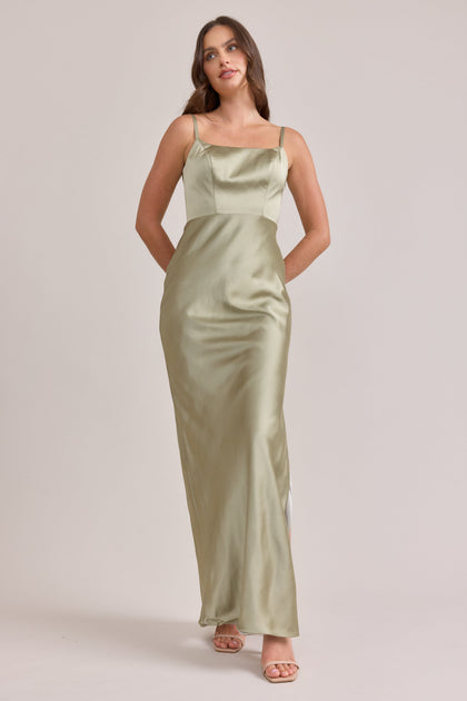 Remi Satin Dress | Made To Order | Silver Sage
