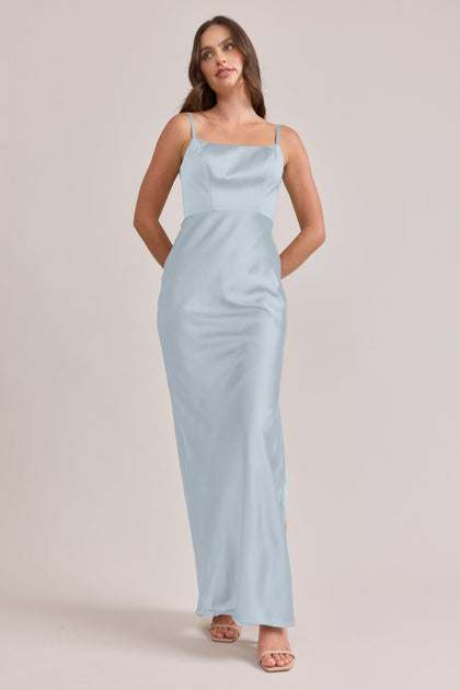 Remi Satin Dress | Made To Order | Sky Blue