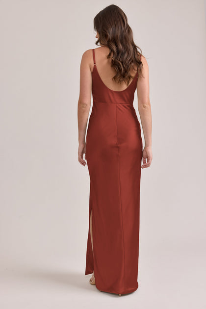 Remi Satin Dress | Made To Order | Terracotta Rust