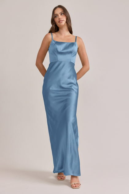 Remi Satin Dress | Made To Order | True Blue
